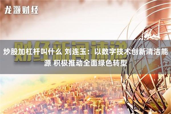 炒股加杠杆叫什么 刘连玉：以数字技术创新清洁能源 积极推动全面绿色转型